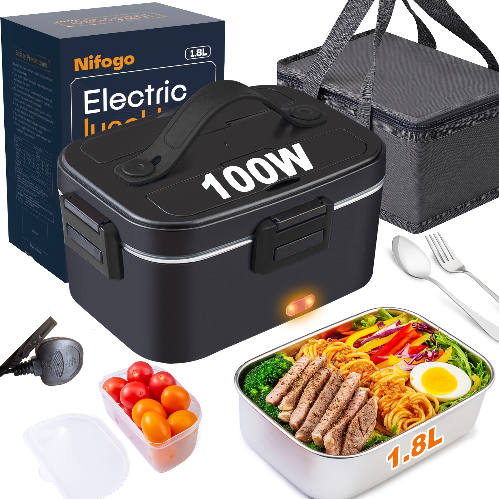 TEMU Adult Lunch Box, Men's Portable Heating Lunch Box 3-in-1 Portable Insulated Lunch Box 230v/12v/24v, With 1, 8l Detachable Stainless Steel