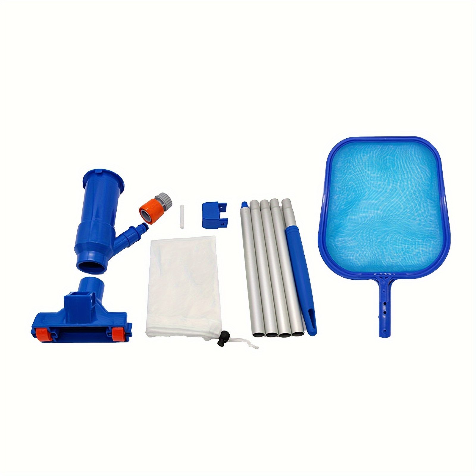 

Portable Swimming Pool Vacuum Cleaner Leaf Rake Mesh Frame Net Skimmer Cleaner Swimming With 5 Assembly Rods