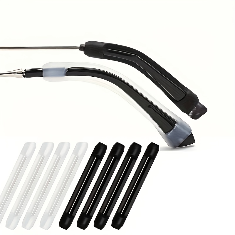 TEMU 8pcs Manchons de pointe de de lunettes en silicone, antidérapants, attaches d'oreille pour lunettes, attaches de lunettes
