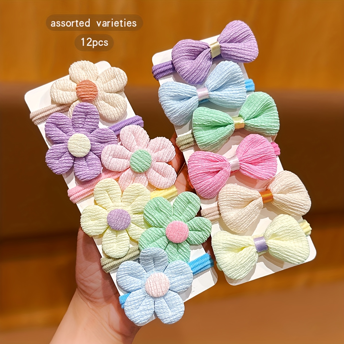Image of 12 Random Of Sweet Bowknot Flower Hair Bands Suitable For Daily Use As Hair Additions