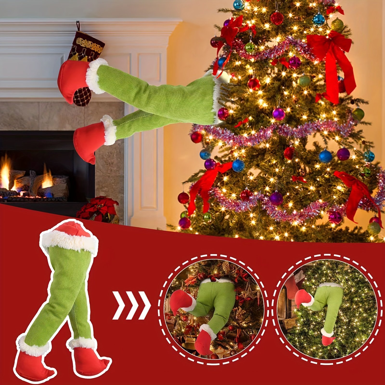 

Leg Stuffed Ornament: Christmas Tree Topping - No Battery Required