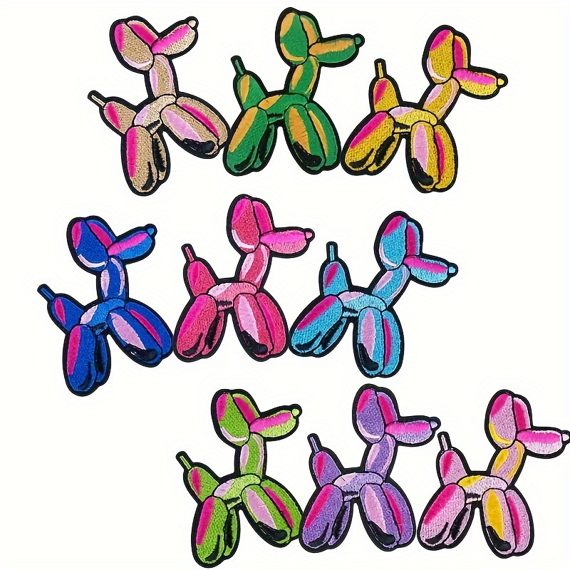 9 Creative Balloon Dog Fabric Patches Suitable For Decorating , Jeans, Shoes, Bags, And Hats.