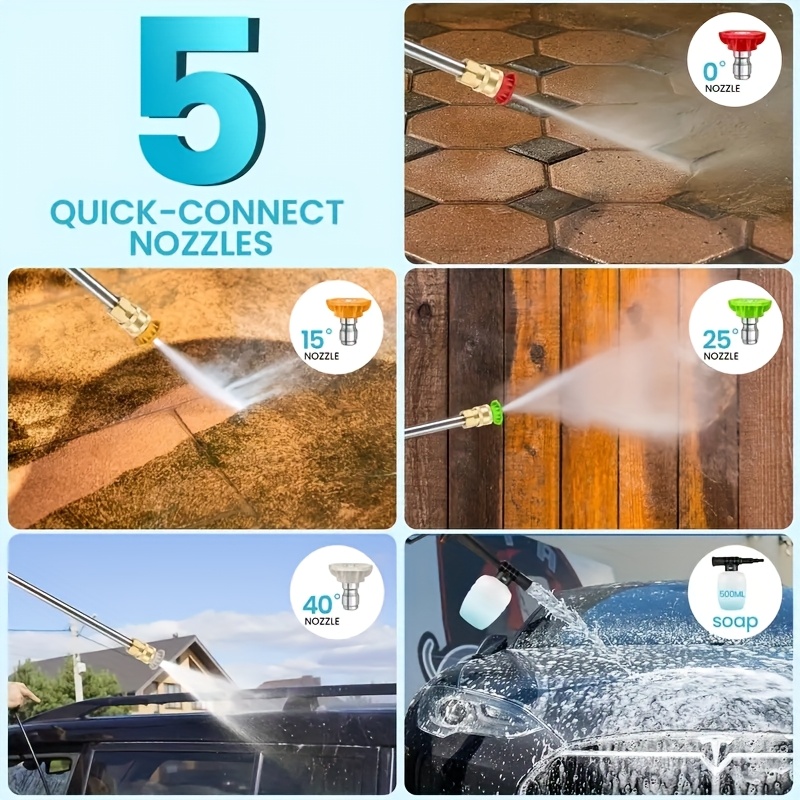 Cordless High Pressure Washer with Rechargeable Battery, Battery Powered for Car, Yard, Driveway, Garden, Green. Stainless Steel Foam Nozzle, Portable Power Car Wash Tool., NAUDHENM