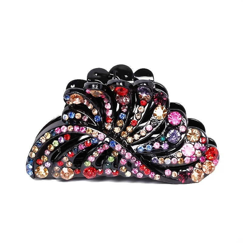 1women Lady Exquisite Clip Claw Pins Large Fancy Rhinestones Claw Clip Jaw Clips For Thick Hair