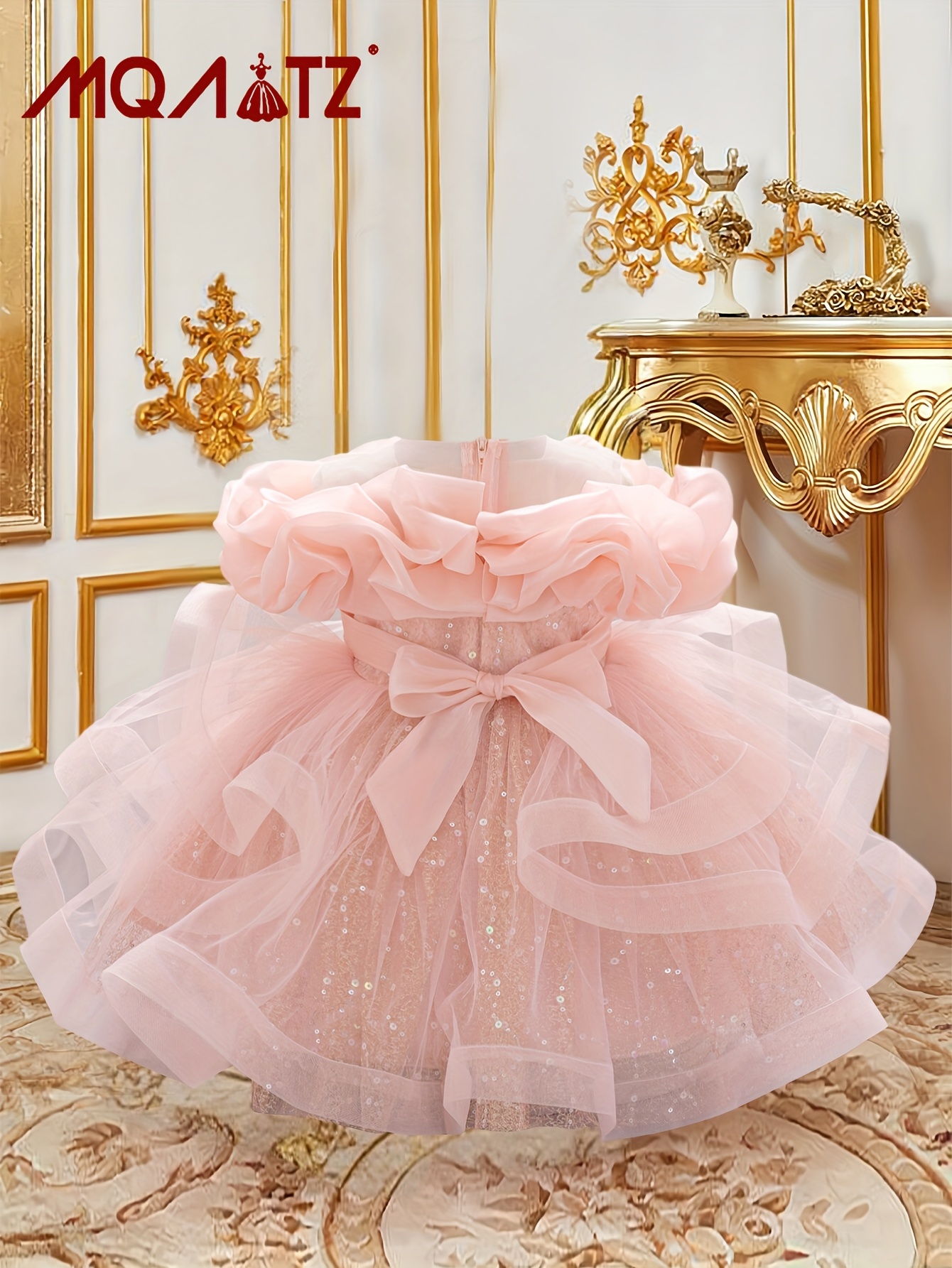 elegant girls' pink sequin princess dress tulle skirt - Temu