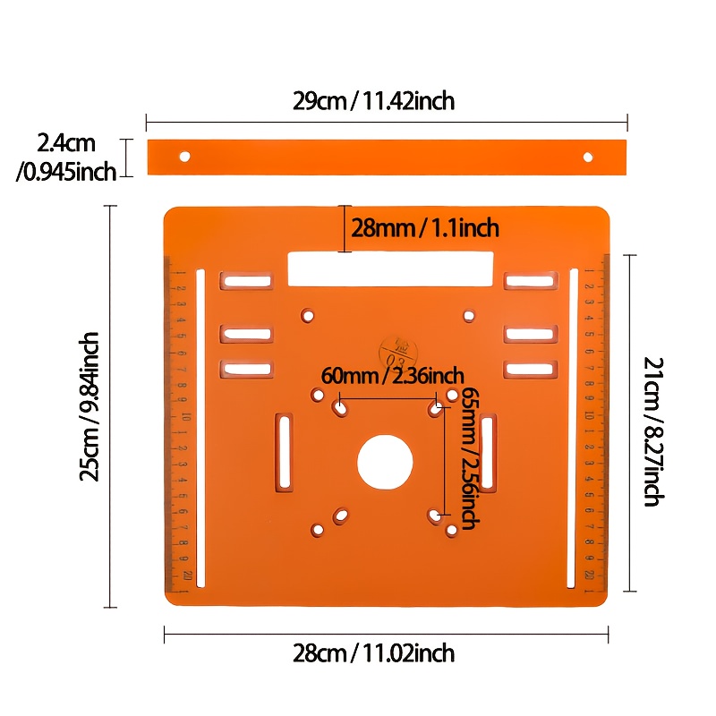 1pc universal cutting machine base plate kit 28 x 25cm woodworking circular saw bottom board 5mm thickness with laser scale adjustable positioning guide woodworking aid tool Product details 1