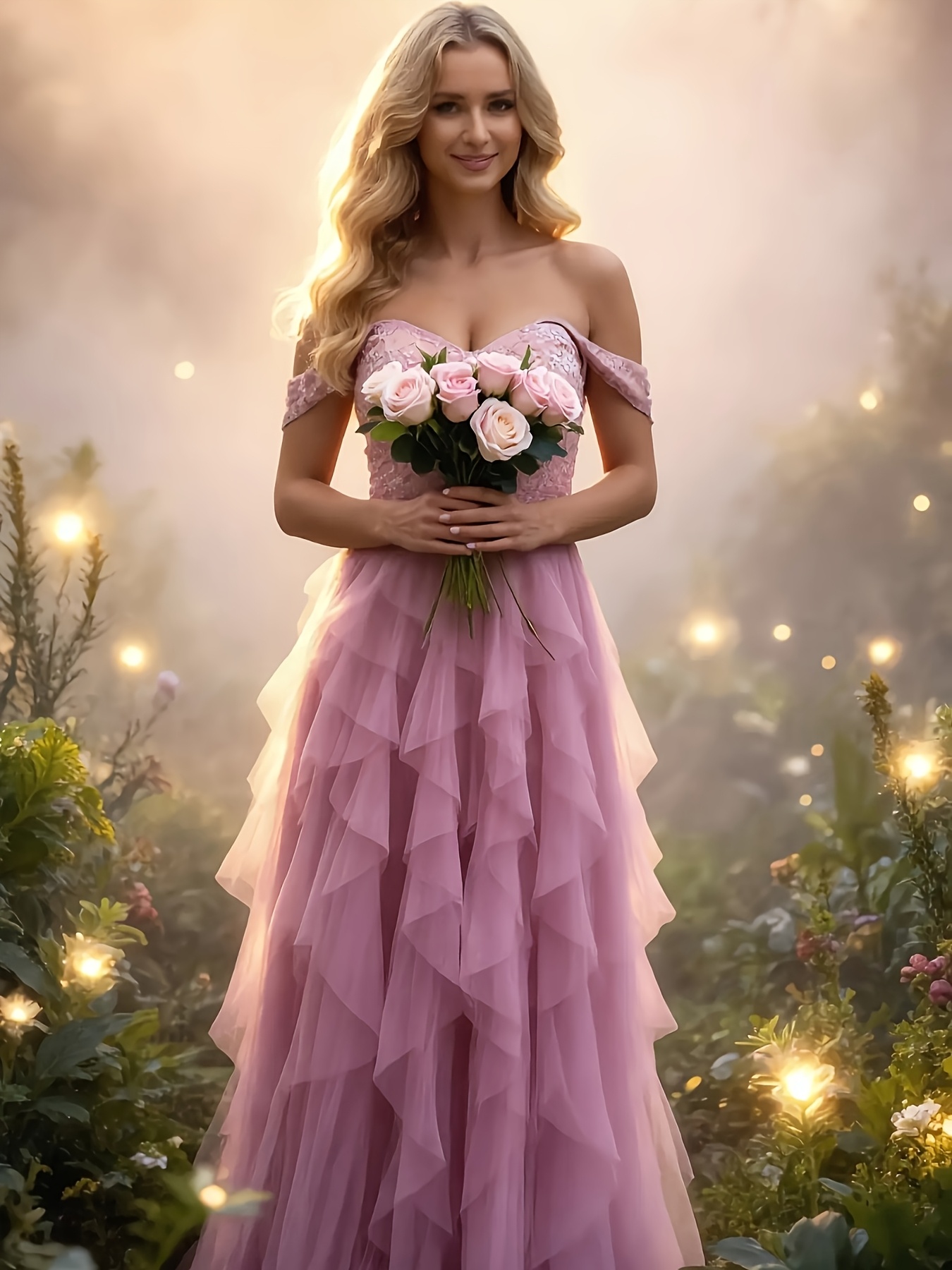 fashionable elegant lace splicing mesh high slit bridesmaid - Temu Mauritius