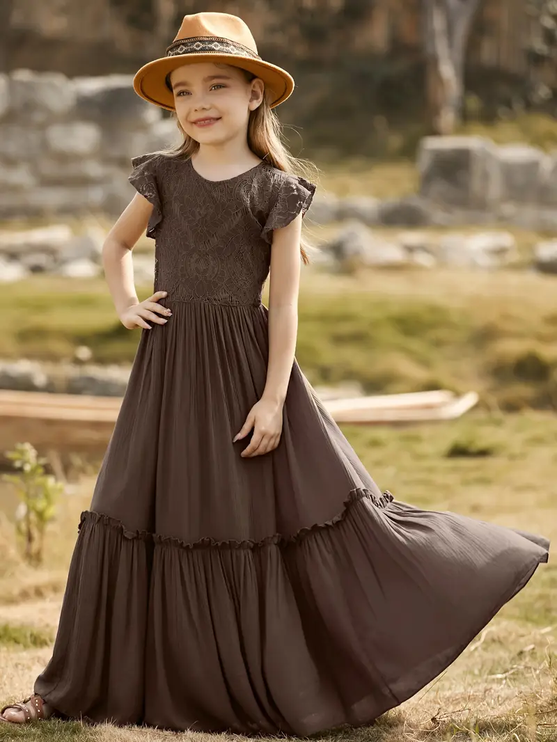 Girls' Evening Dress Birthday Princess Gown High-End * Wedding Lace Long Dress for Children Small Hosts Piano Performance Outfit Girls' Evening Dress Birthday Princess Gown High-End * Wedding Lace Long Dress for Children Small Hosts Piano Performance Outfit