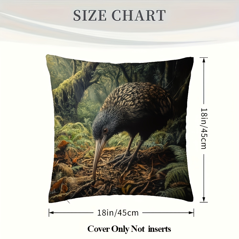 TEMU 1pc Forest New Zealand Kiwi Bird Kiwi Pillowcase Zipper Closure For Office Home And Room Office Decor (pillow Insert Not Included)