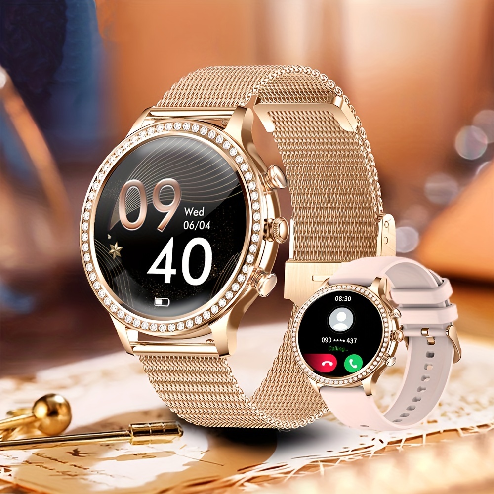 Reloj Dorado con Pulsera en Oro Acero Inoxidable Relojes Inteligente Smart  Mujer