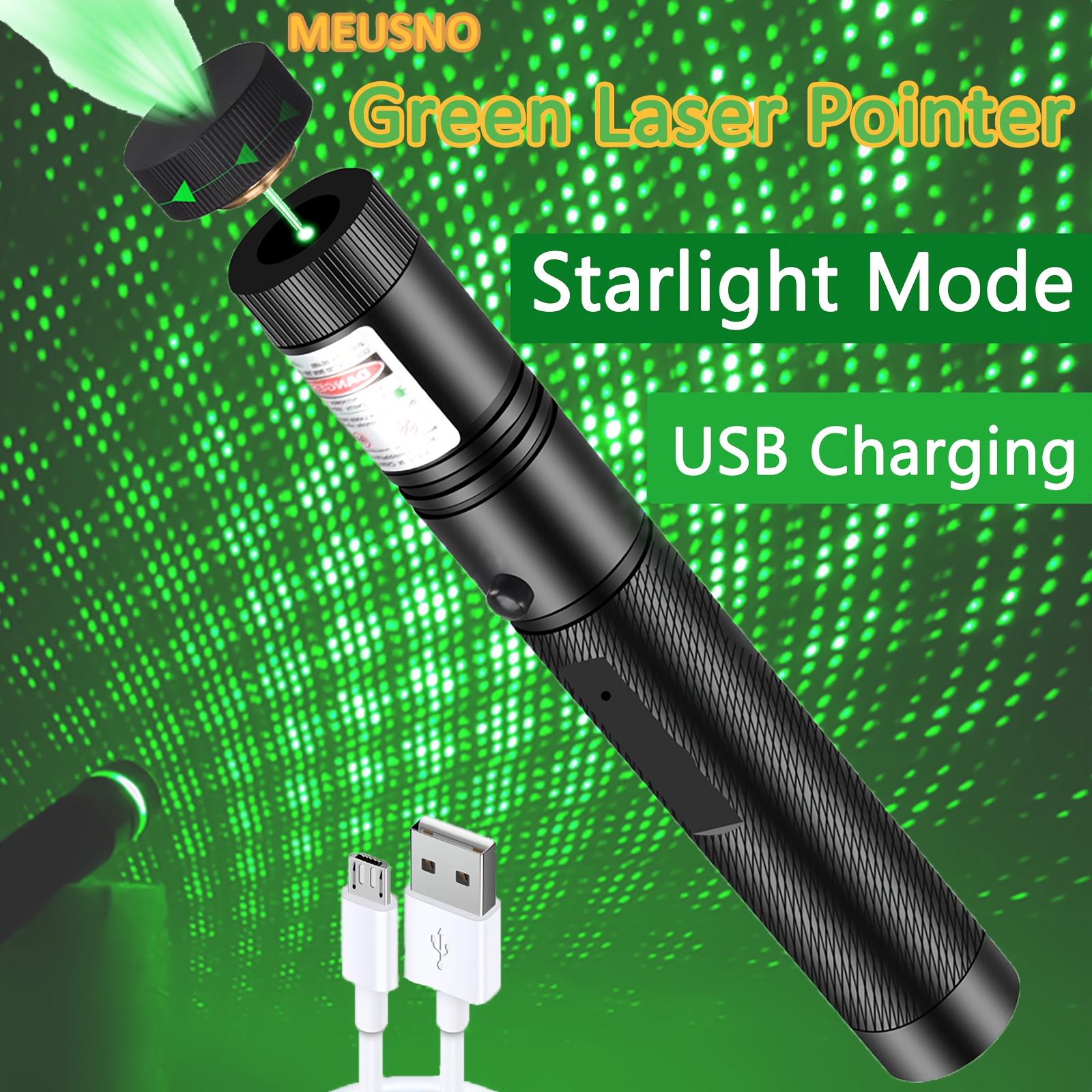  Puntero láser verde de alta potencia, puntero láser verde  fuerte de largo alcance, puntero láser recargable por USB, para  presentaciones, enseñanza astronomía, caza : Productos de Oficina