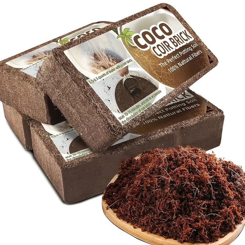 1/2/4pcs Packaging, 200/400/800g Coconut Coir Bricks - Coconut Coir Plant Gardening Material, Natural Coconut Fiber Planting Soil, Coco Coir