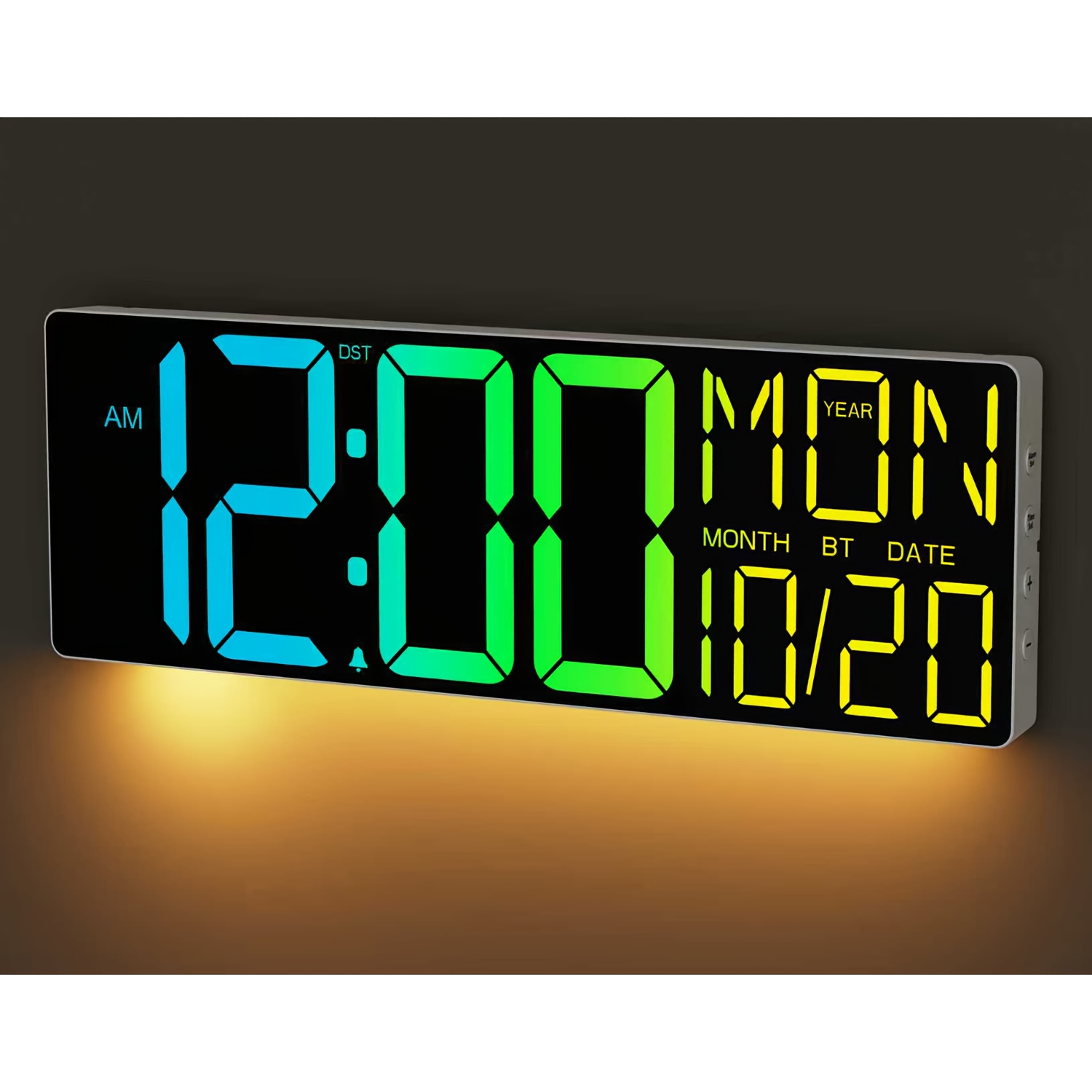 18-inch Large Digital Rgb Wall Clock - 10-level Adjustable Warm Night Light, Auto Light Sensor, Automatic Daylight Time, Countdown Timer, Remote Control, Suitable For Home/elderly/bedroom