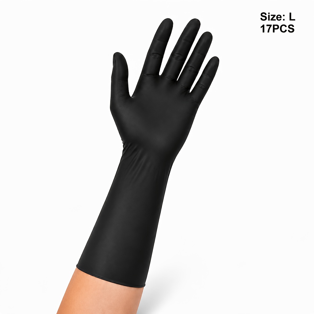 TEMU Wonder Beige Black Home Care Gloves, 12-inch Extended Cuff, For Daily Home Tasks, Comfortable Daily Wear, Shoe Cabinet Cleaning, For Dorm Room