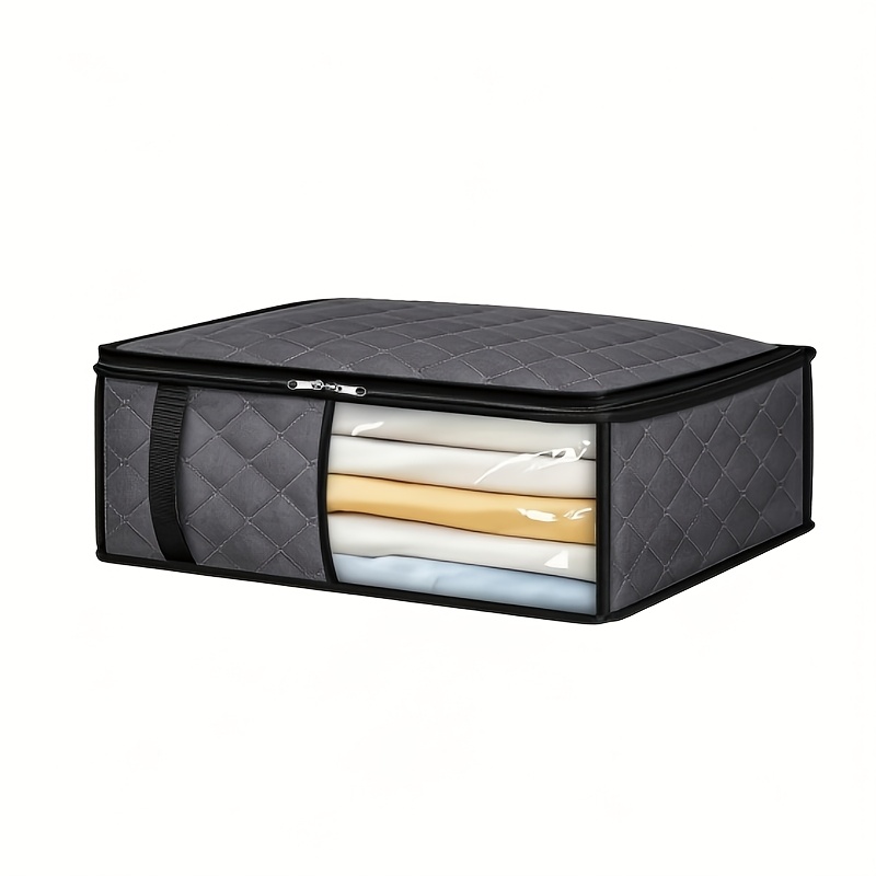 TEMU Sac de rangement pliable et -poussière durable à fermeture éclair avec fenêtre de visualisation transparente - Sac organisateur de garde-robe
