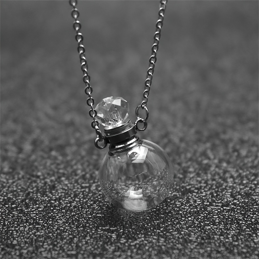 TEMU 1 Perle de verre ajourée multicolore pour bouteille à souhaits, flacon de parfum ou pendentif à faire soi-même, livrée avec une chaîne en acier