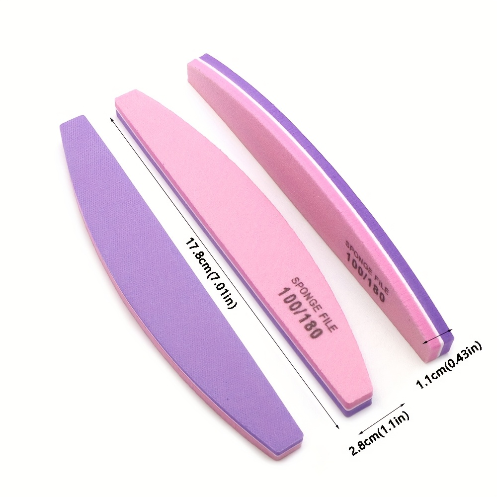 7pcs Sponge Nail Art Sanding Buffers, 100/180 Grit Tools