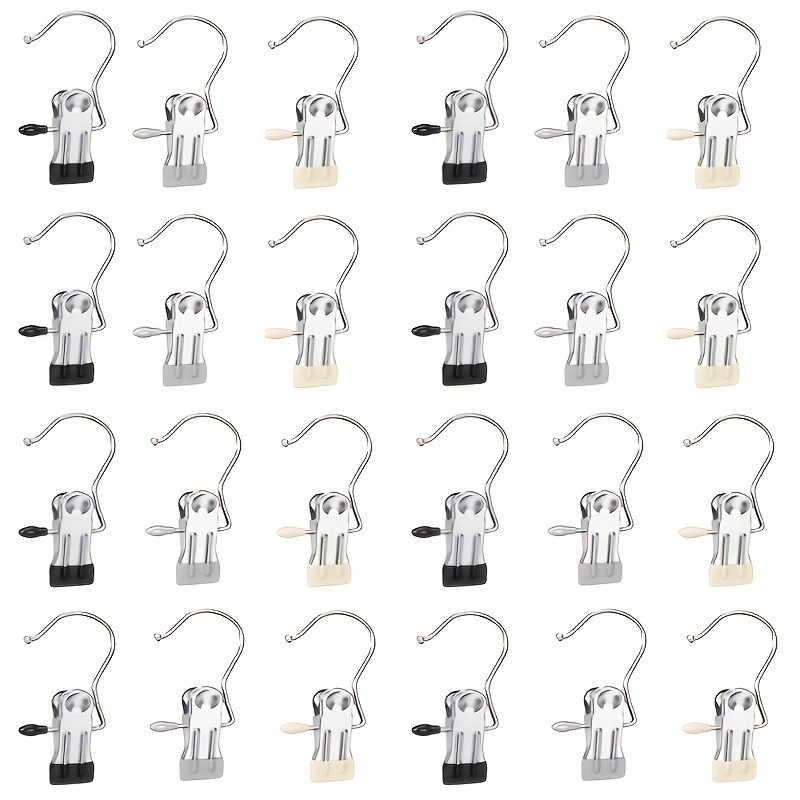 TEMU 24pcs Clothes Hangers With Hooks, Heavy Duty Wardrobe Organizer Hooks, Suitable For Pants, Skirts, Ties, Scarves, Towels, Socks, Space-saving