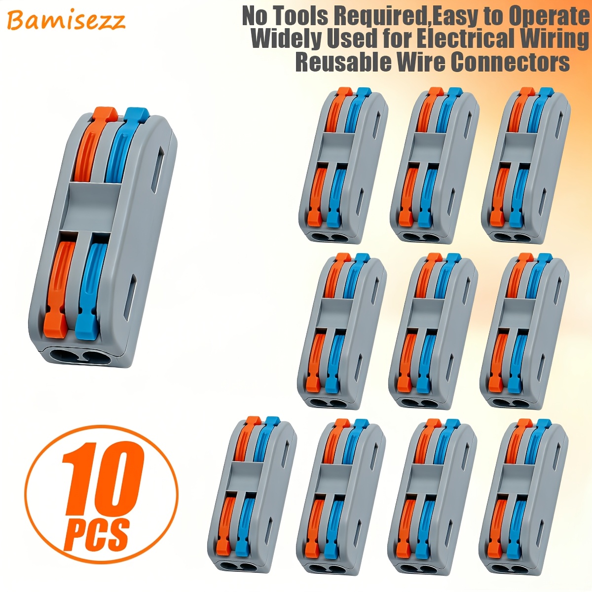 TEMU 23pcs/10pcs/29pcs Pct-222 -two-out Lever-type Wire Fast Connectors, Multicolor Push-in Terminal Blocks, Compatible With 28-12awg 0.5-4.0mm Soft