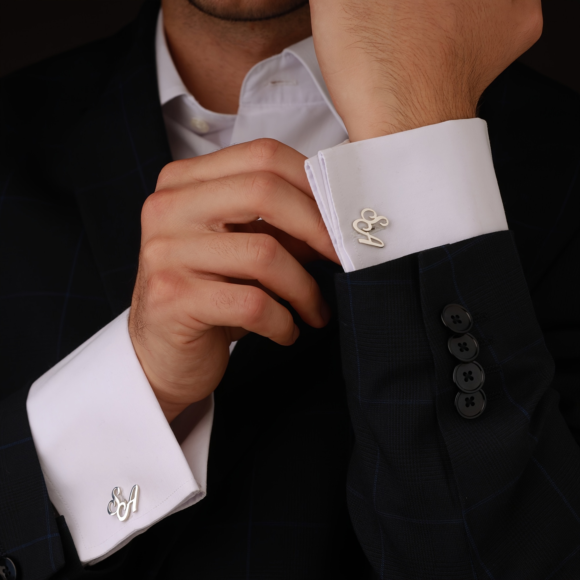 Personalized Initial Cufflinks with Custom Monogram Letter