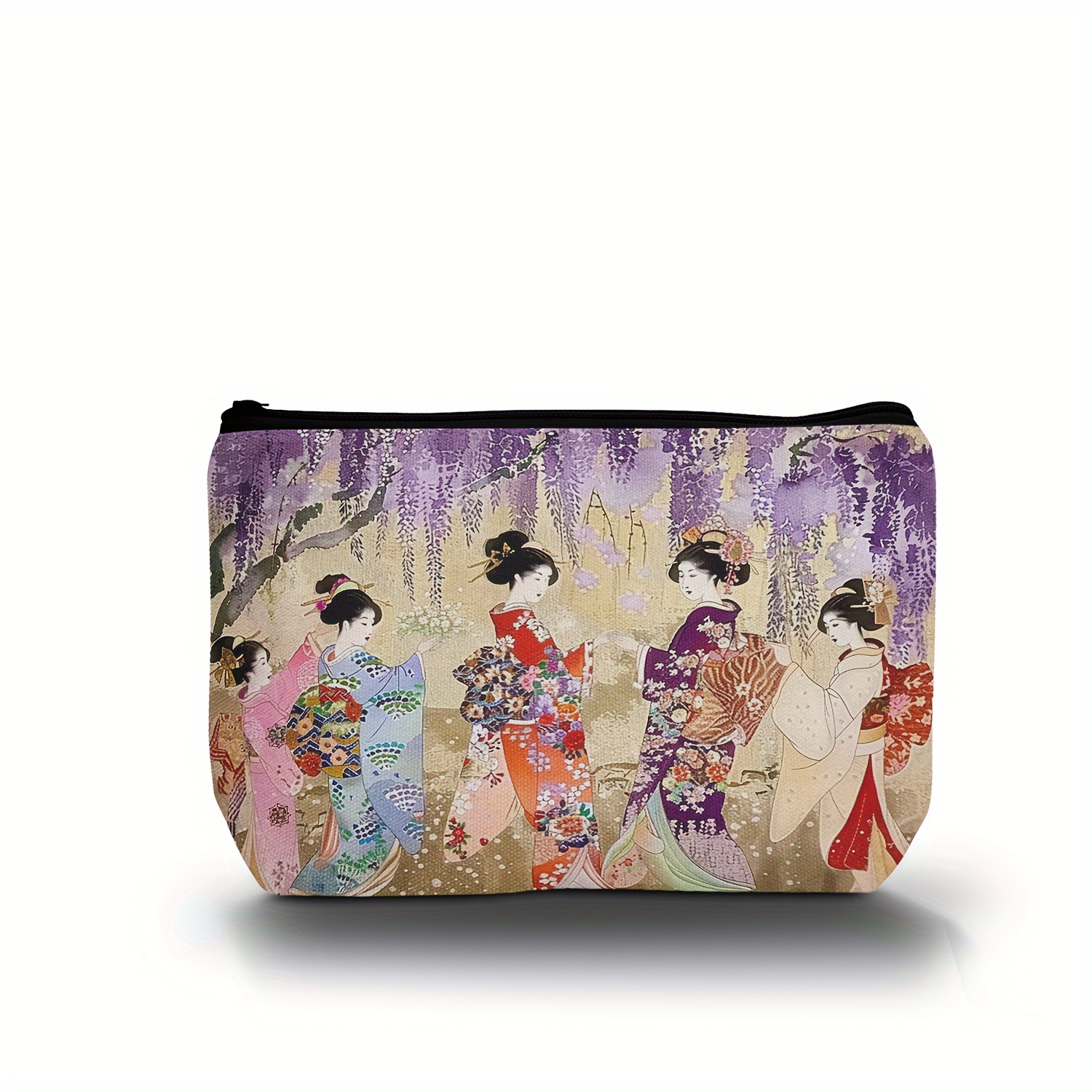 

1pc Retro Japanese Style Women Pattern Carry On Pouch, Zipper Lightweight Cosmetic Bag, Toiletry Wash Bag