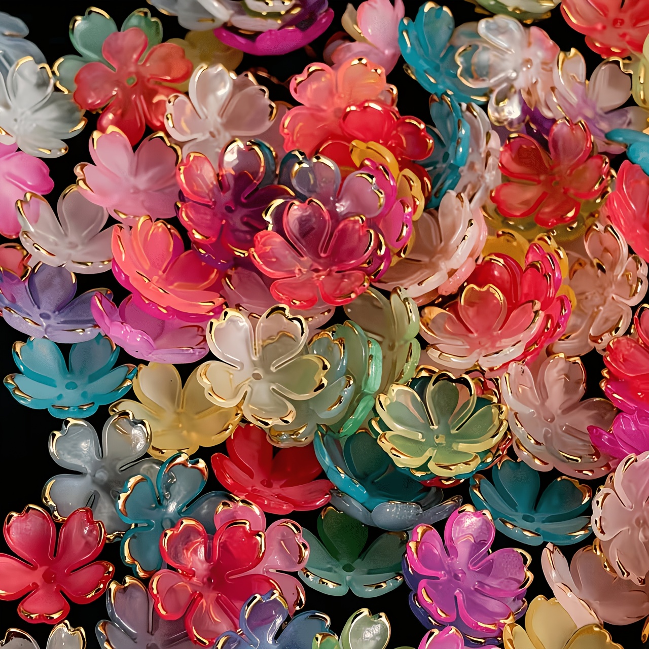 TEMU 107pcs 19mm Gradient Cherry Petal Decorative Beads For Beading, Vintage Hair Additions, Hairpins, Mixed Colors
