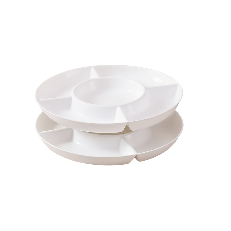 2pcs Plastic 5-compartment Food Tray, Snack Plate, Sturdy And Durable, Ideal For Parties, Weddings, Festivals, Appetizer, Container, Suitable For Kitchen, Restaurant, Living Room, Christmas