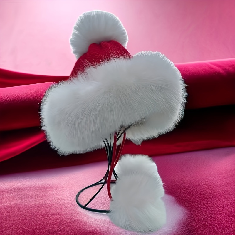 1 stuks HONGLUAN Pluche Fleece Kerstmuts met Fluffy & Rode Pom-Pom - Zacht Warme Winter voor Vrouwen/Mannen, Feestelijk Vakantie Cadeau voor Halloween, Pasen, Verjaardag, Bruiloft, Thanksgiving voor Kerstmis, Nieuwjaar, Valentijnsdag, Feest Evenementen
