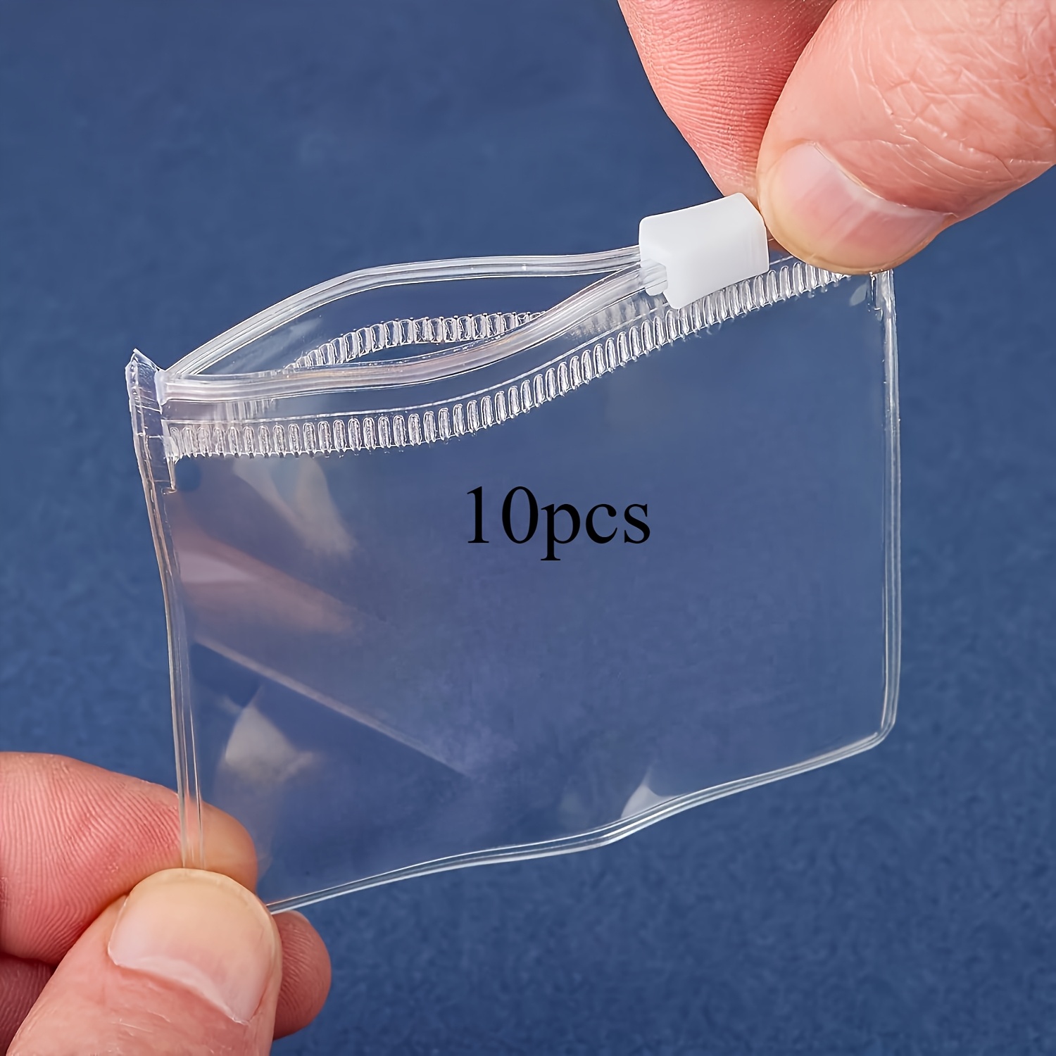 TEMU 10pcs Transparent Reusable Packaging Bags - Portable Plastic Storage Bags, Suitable For Jewelry, Cosmetics, Office Supplies, And Small Items,