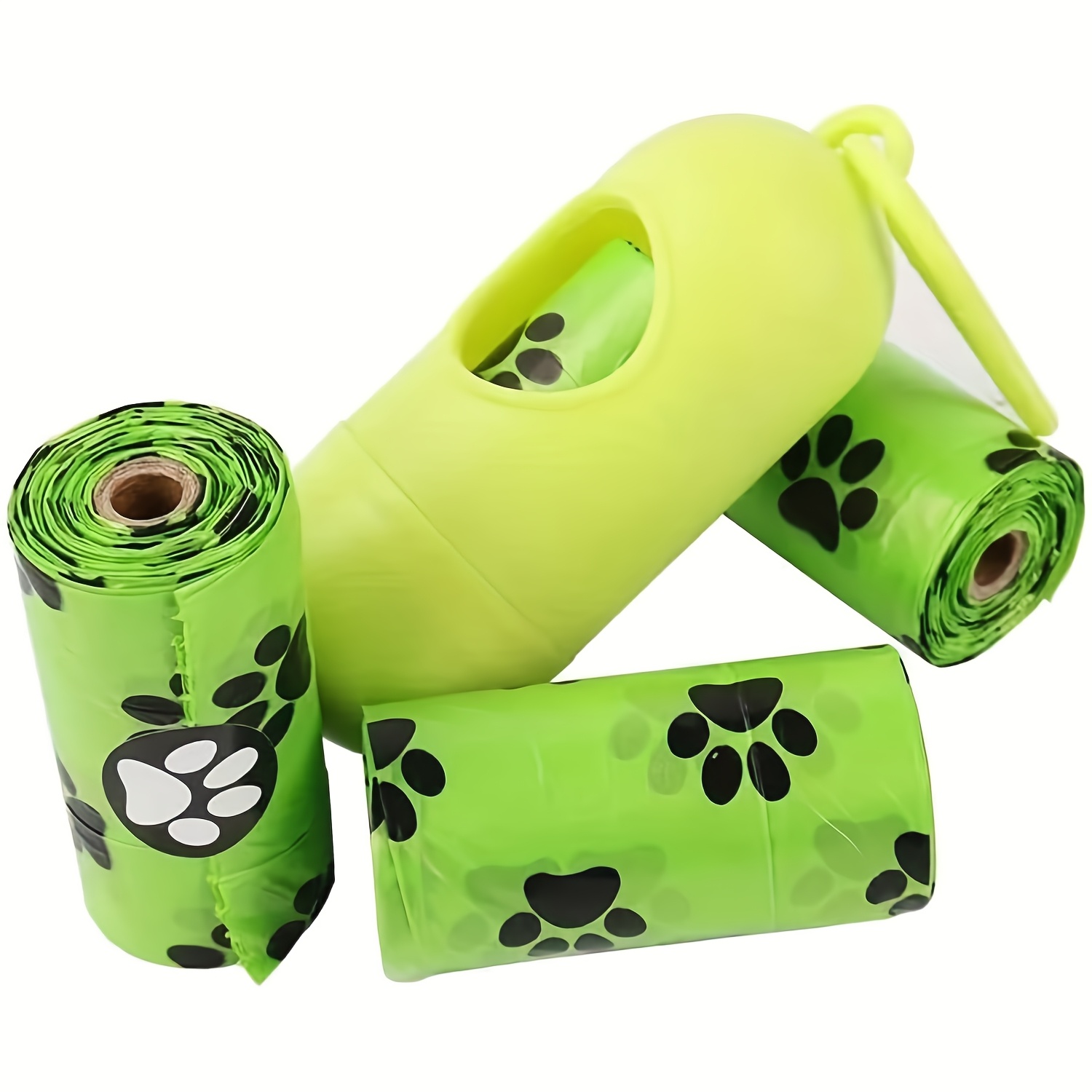 TEMU Dog Poop Bags Rolls With Dispenser, 75 Count(5 Rolls) Poop Bags For Waste Bag Leak Proof Doggie Poop Bag Doggy Trash Bag Green, Pet Waste