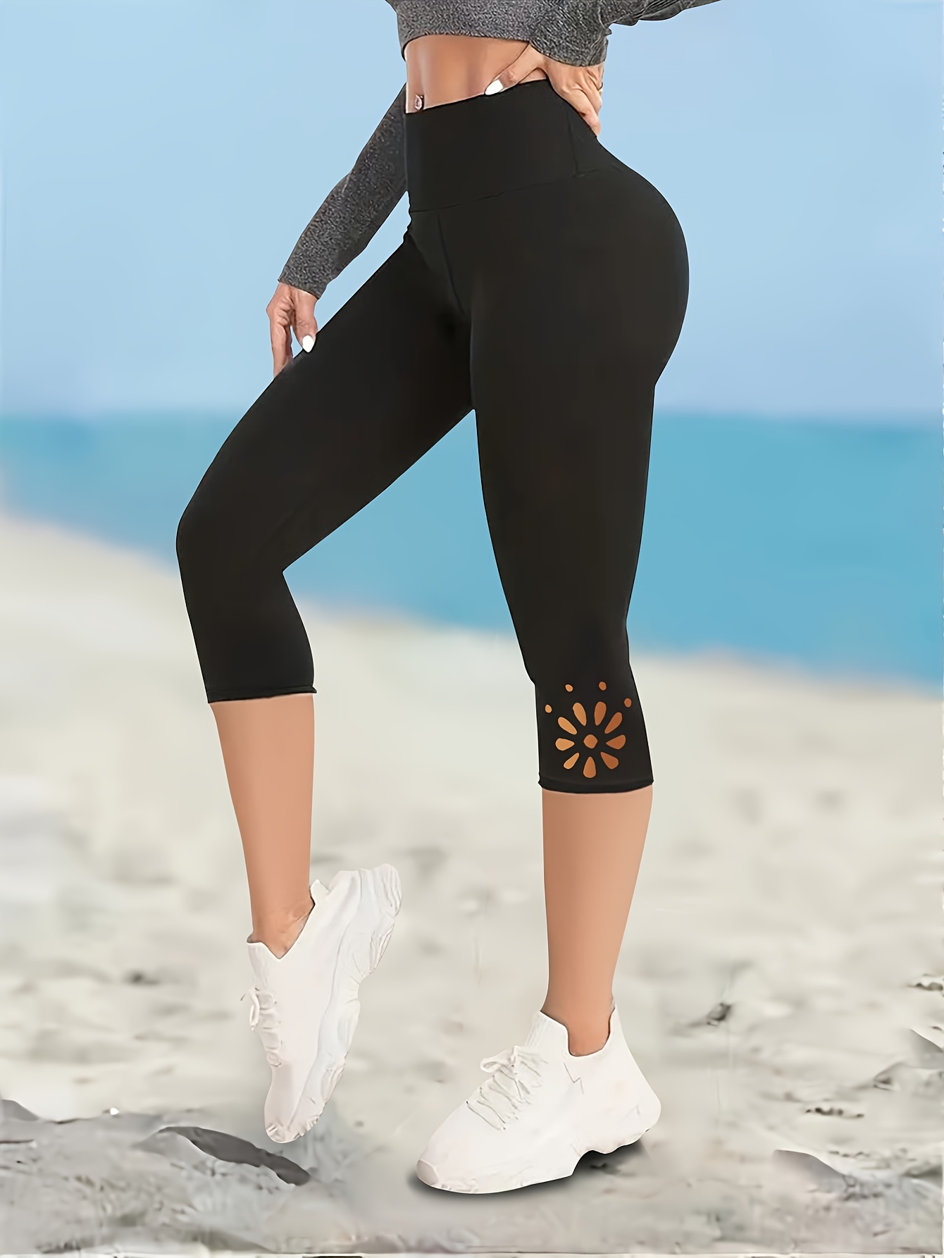 Women s Capri Athletic Leggings Cut Design High waist Temu Armenia