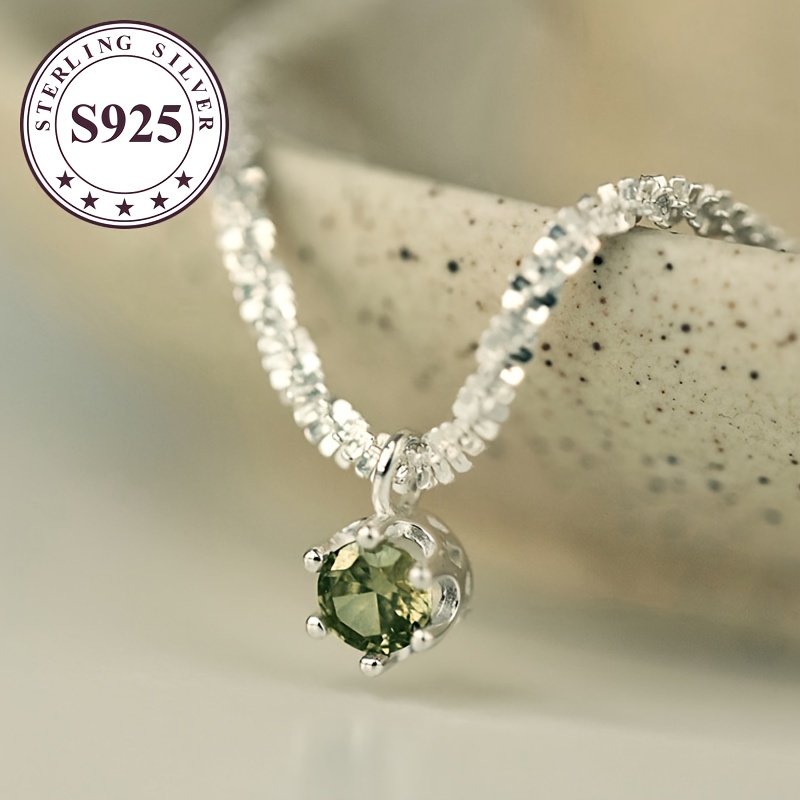 TEMU A 925 Silver Peridot Necklace Hypoallergenic, Featuring A Luxurious Yet Design. This High-quality, Collarbone Chain Is Wear And Serves As A