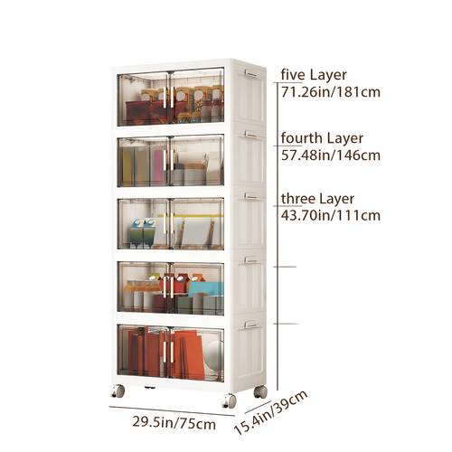 3 4 5 6 29 5 inch extra large foldable storage cabinet with lids stackable plastic organizer on wheels for closet bedroom office and kitchen multi tier collapsible storage solution
