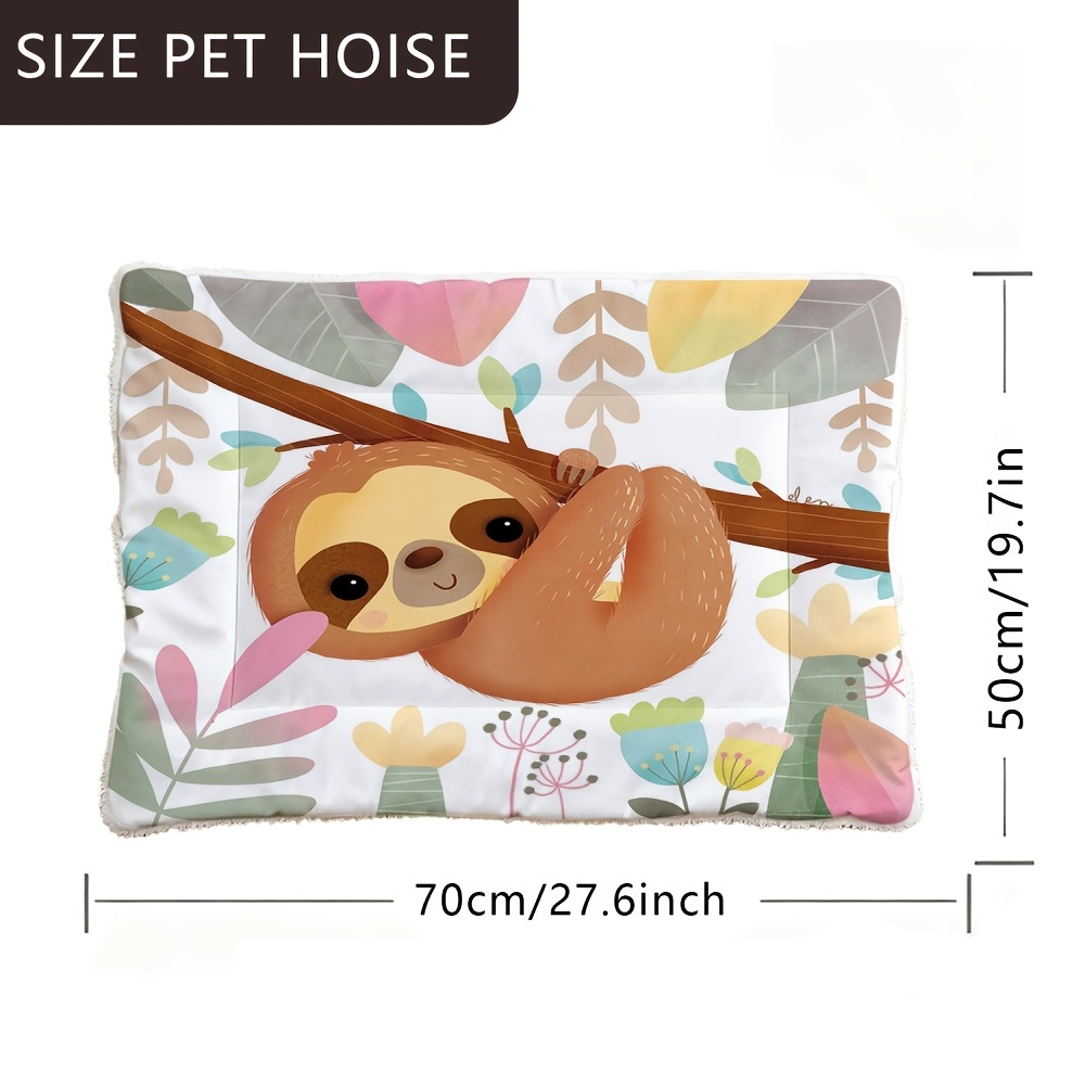 TEMU 1pc Dog Bed Mat, Pet Bed With Art Colorful Leaves And Little Sloth, Washable Dog Crate Mat Suitable For Large Medium Small Dogs, Reversible Dog