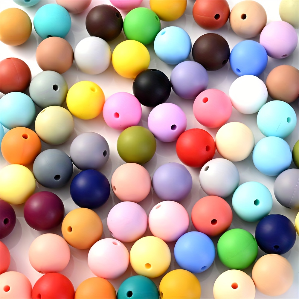 

200pcs 15mm Silicone Beads - Assorted Colors, Smooth Round Spacer Beads For Diy Keychains, Bracelets, Necklaces, Pen & Bag Pendants Crafting Supplies