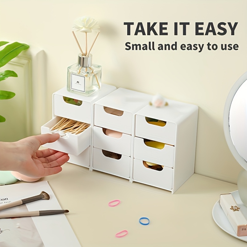 2pcs 3-Tier Drawer Storage Box, Stackable Containers for Office & Crafts