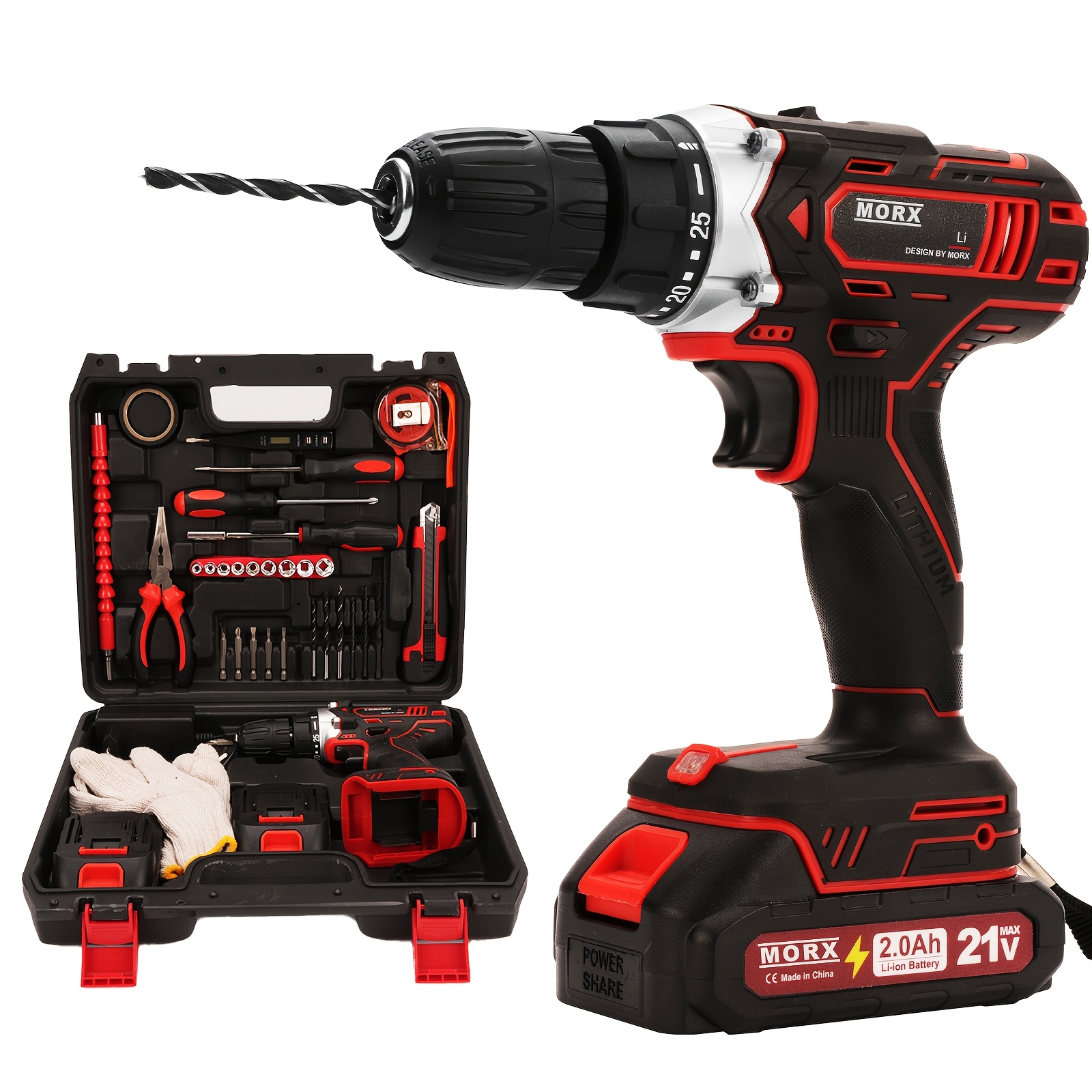item picture   21 v cordless drill for makita battery   0ah batteries 45 nm cordless screwdriver 25 1 torque settings 2   led 46 accessories and suitcase for woodworking