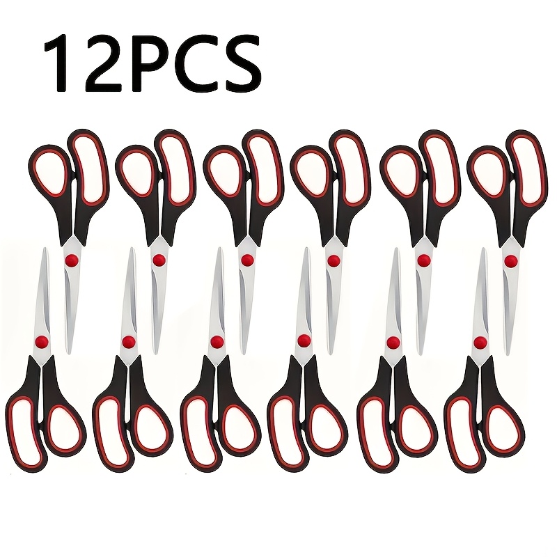 TEMU 12pcs Set Of Ultra-sharp Multi-functional Scissors, Ergonomic Comfortable Handle, Stainless Steel Scissors, Suitable For Home, Office And Crafts
