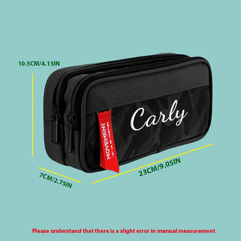 High Aesthetic, High Quality Camouflage Oxford Cloth, , 3-layer Large Capacity, Stationery Box, Pencil Case, Storage Box, Embroidery Custom Personalized Text, Multiple Embroidery Thread Colors