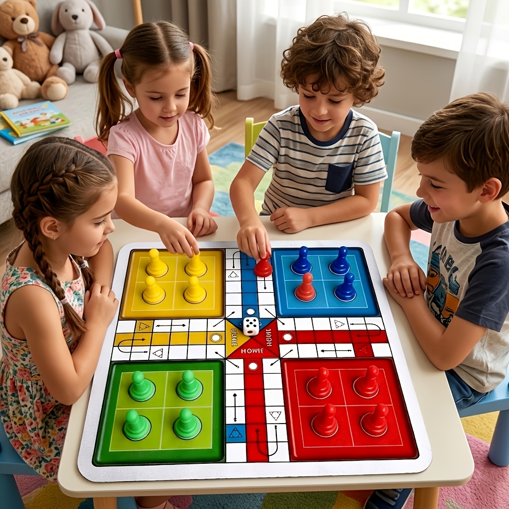 Juego de mesa de ajedrez volador Ludo, tamaño grande 40 cm/15.75 in—24 piezas aleatoria...