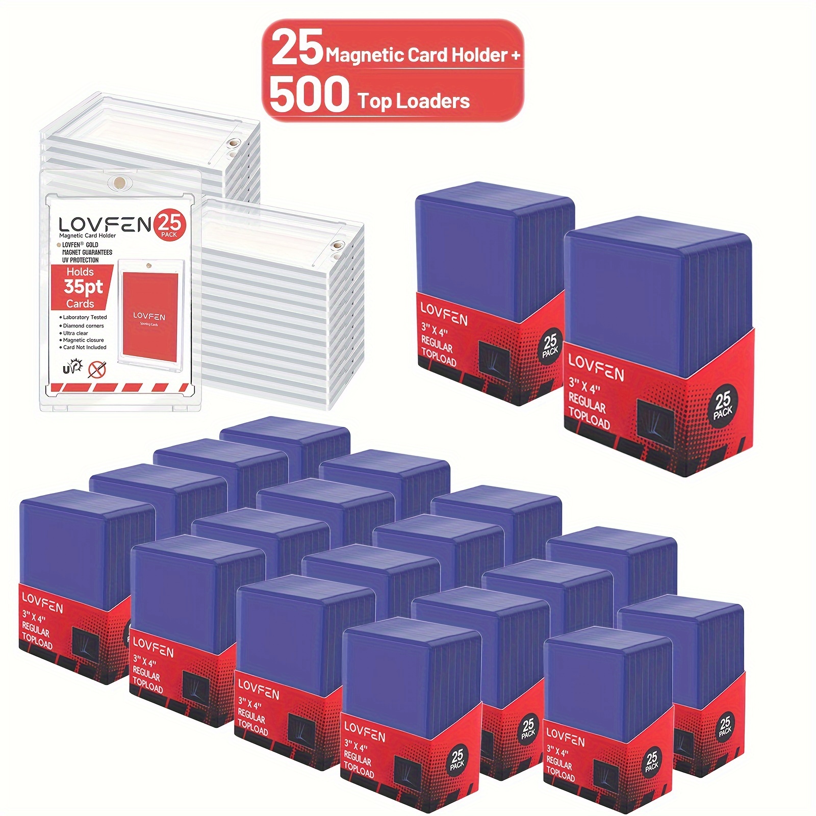 Image of 25 Packs Magnetic Card Holder + 500 Count 35pt Top -clear, Durable 35pt Pvc Material, Protective And Acid-free - Ideal For Storing And Displaying, Halloween Christmas Gifts