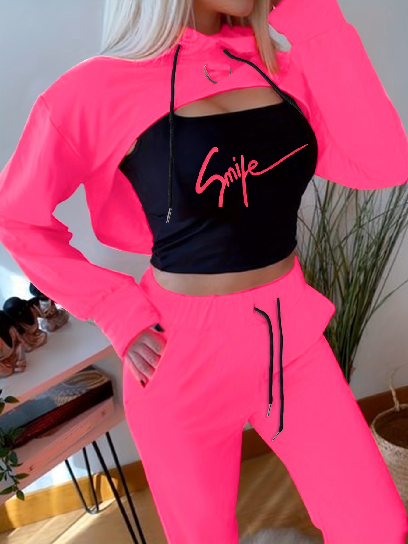Pair With A Smile Crop Sweater in Hot Pink