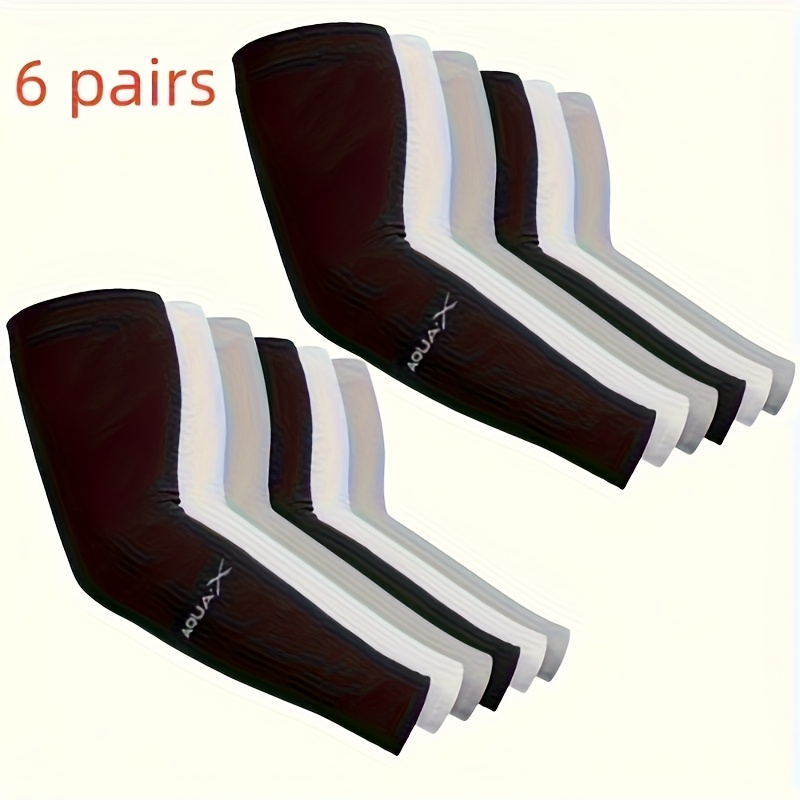 Image of 6 Pairs Unisex Cooling Arm Sleeves - Nylon Blend Compression Arm Covers, Suitable For Outdoor Sports, Golf, Cycling, Fishing, Hiking,, And Insulation