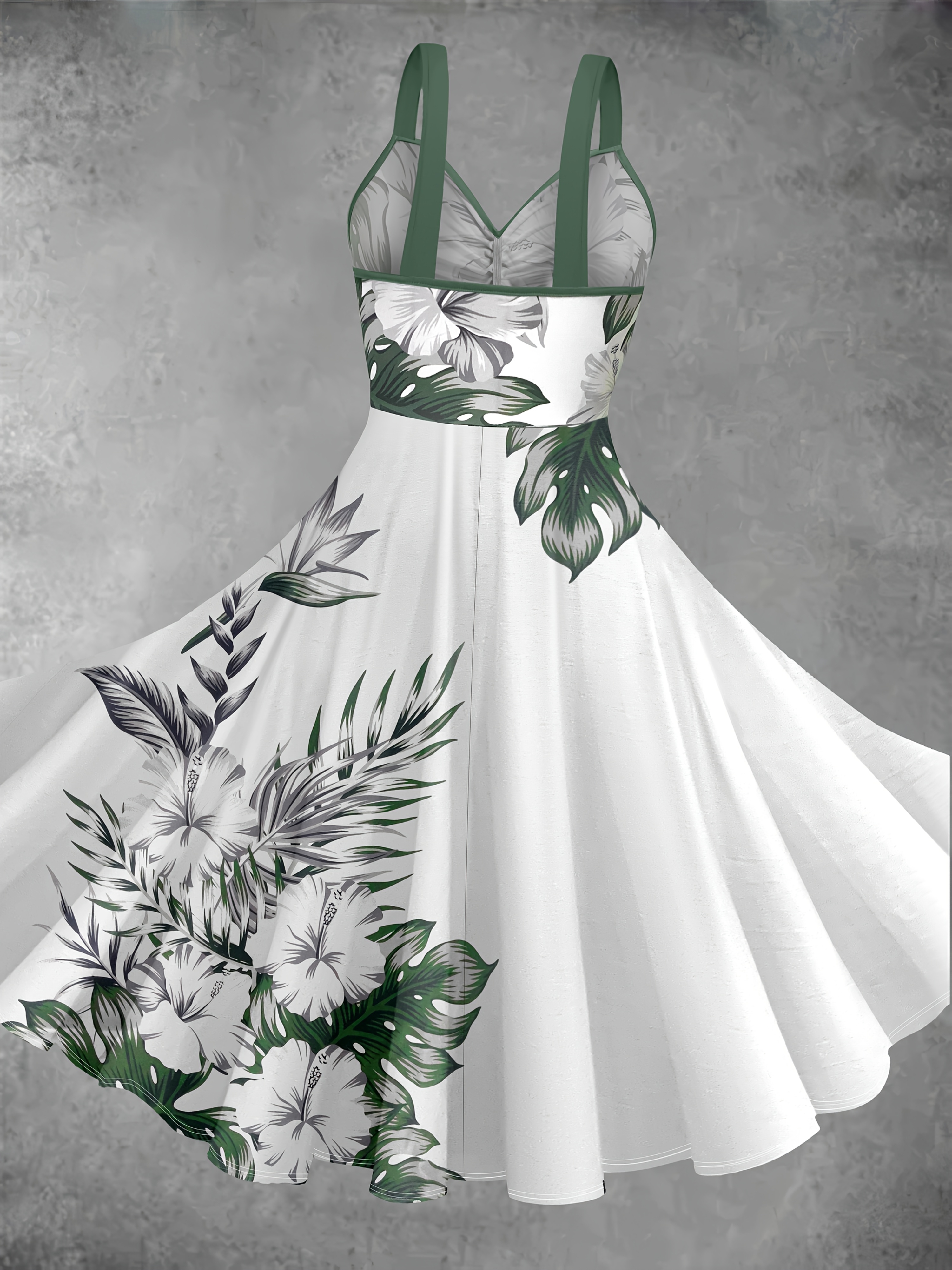Fashionable Womens Dress Floral Printed Cinched Waist Dress