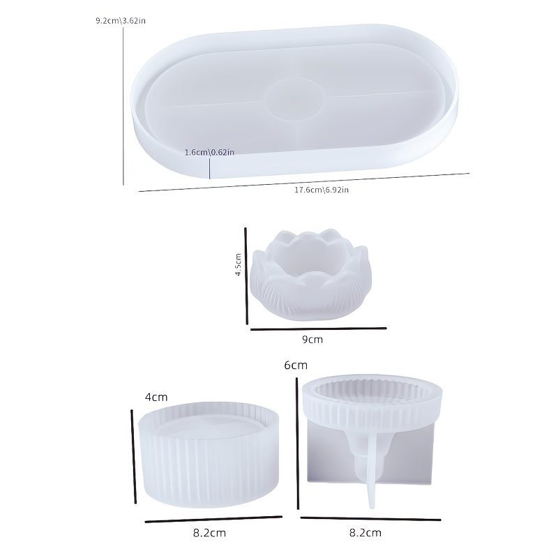 TEMU 4pcs Decorative Clay Molds In Various Shapes, With A Lid Suitable For Sealed Storage. The Finished Products Can Serve As Candle Holders, Storage