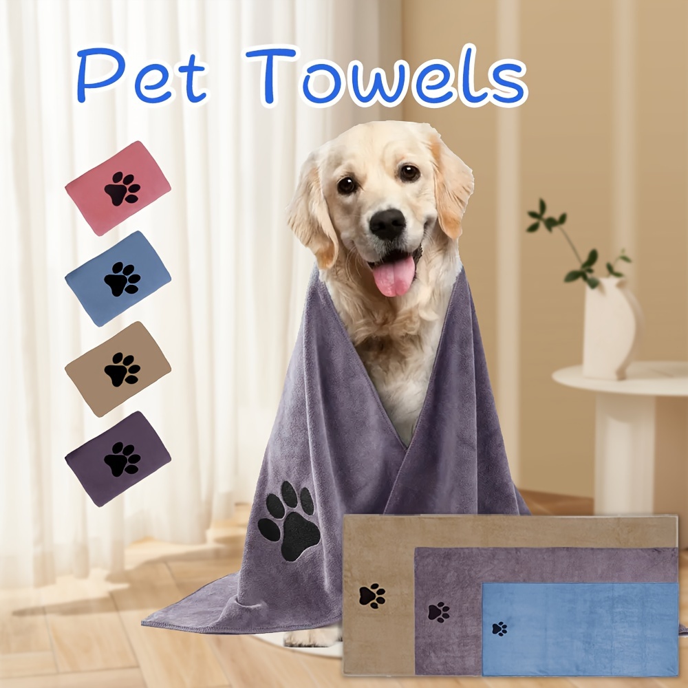 

1pc Microfiber Pet Towels For Dogs And Cats, Quick-dry And Absorbent, Durable And Fast-drying, Efficient Bathing Time Care, With Paw Print Design