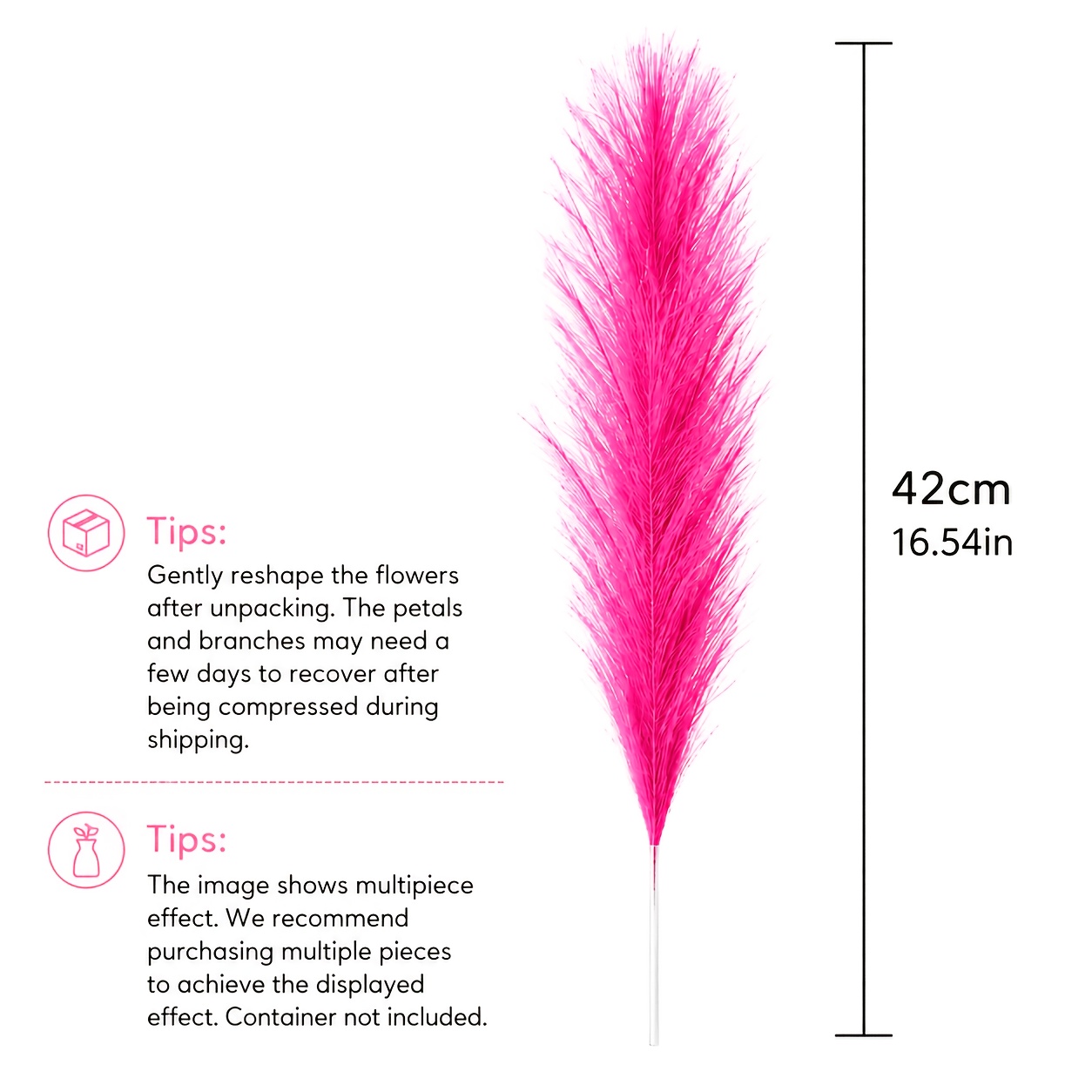 TEMU 11 pezzi di di di artificiale rosa, fiori di canna sintetici e soffici per vaso, decorazioni boh矇mien per soggiorno, camera da letto, matrimonio