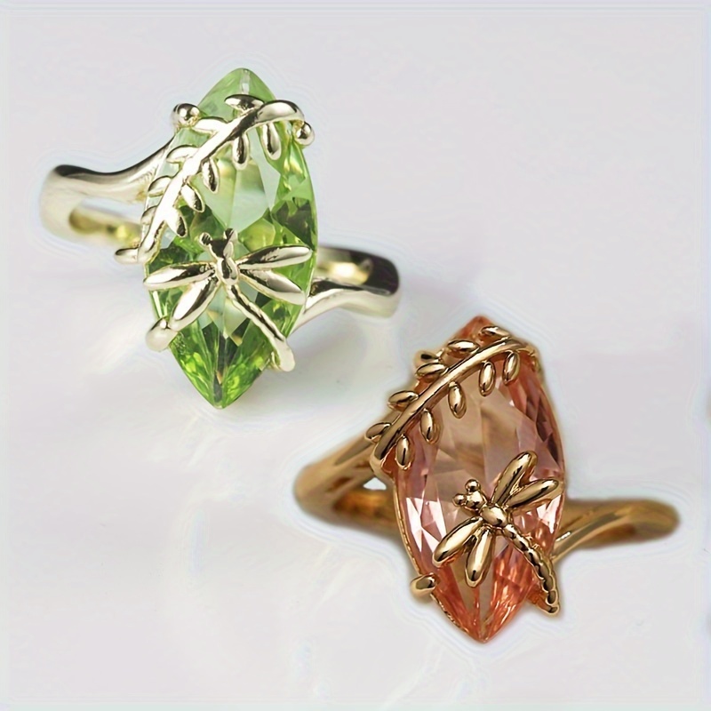 

Shining Zirconia Ring, Dragonfly Leaf , Fashionable Exquisite Style, Suitable For Various Occasions