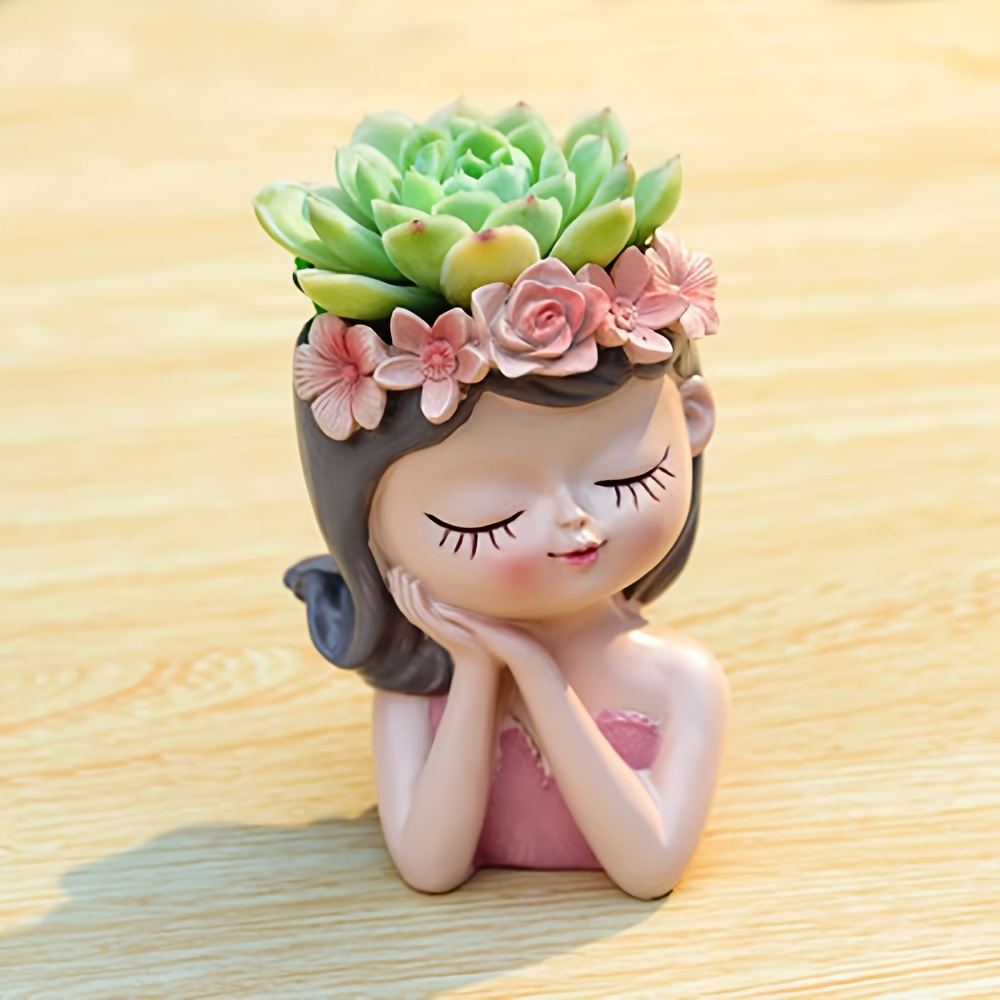 

Cartoon-style Mini Planter With Drainage - Small Plants, Resin Home Decor,