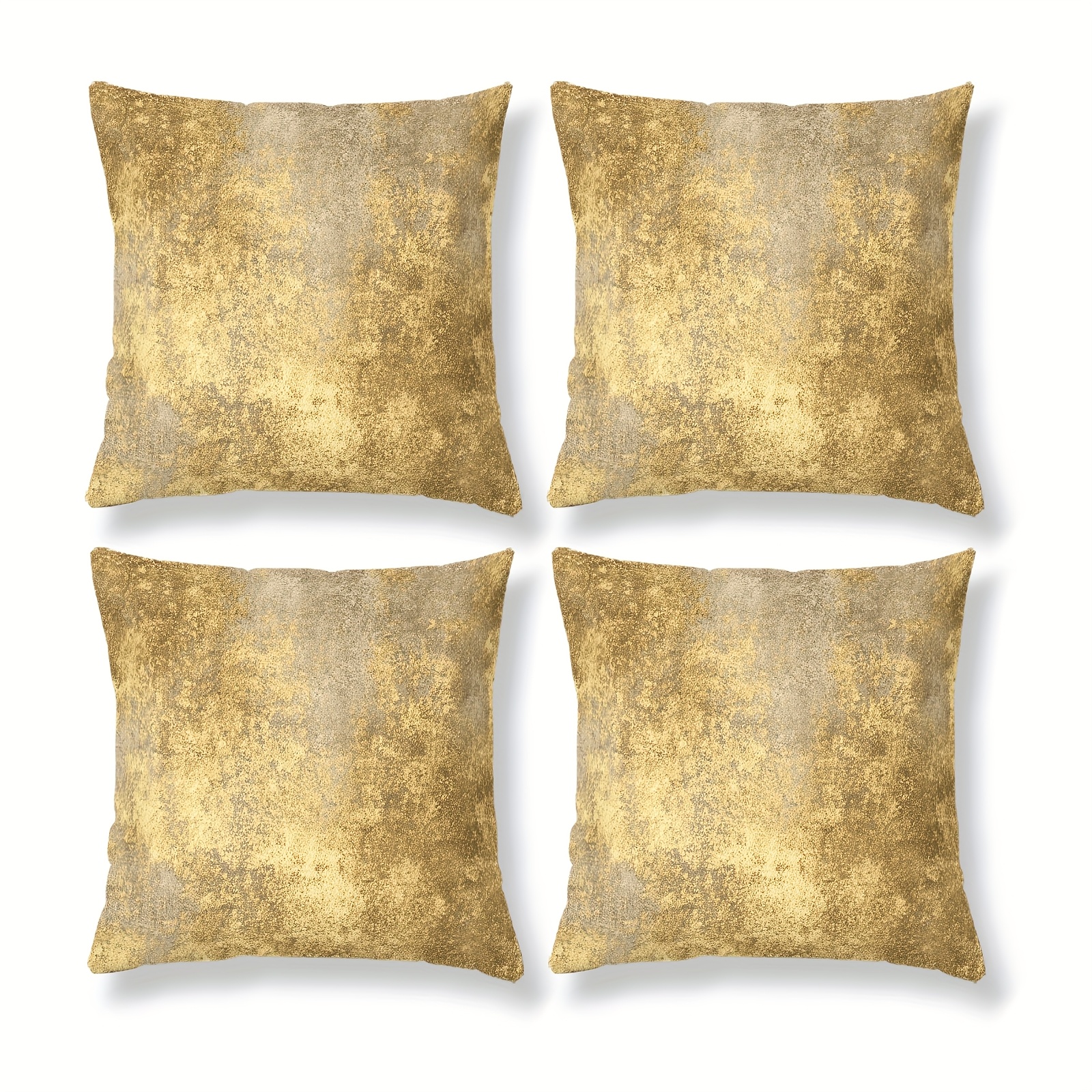 TEMU 4pcs Set, Single-sided Print, Vintage Distressed Golden-veined Pattern Pillowcases, Light Luxury Vintage Style, Velvet Fabric, Machine Washable,